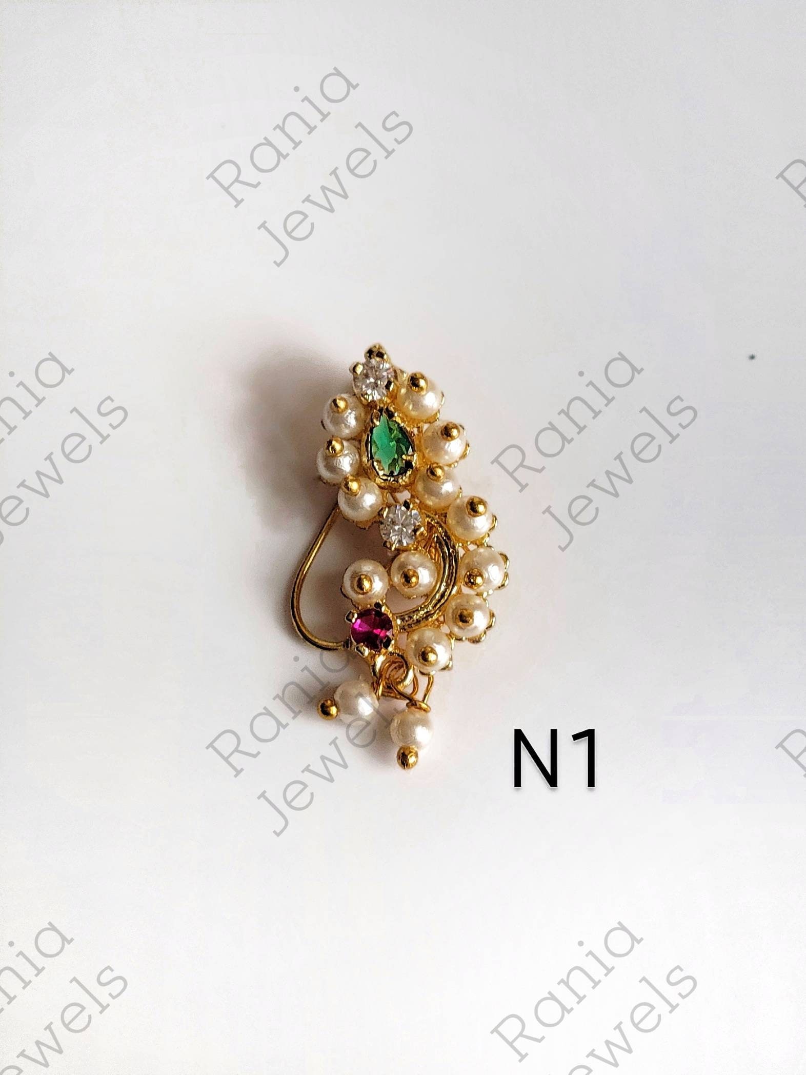 Buy PARNA Maharashtrian Jewellery Traditional Nath with Pearls and  Diamonds:A Timeless Piece of Marathi Nose Ring Jewelry For Women, Girls  (Taar/Pierced) at Amazon.in