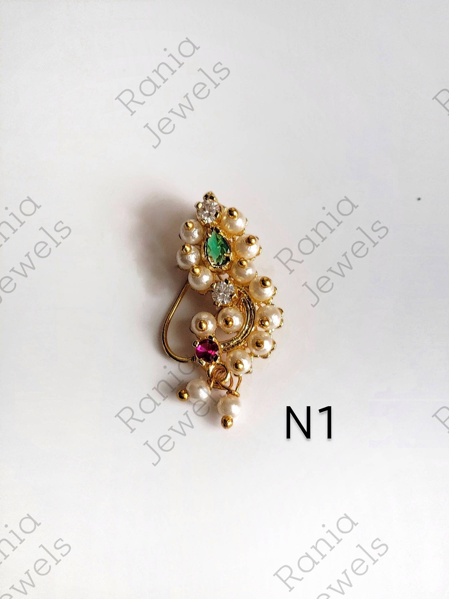 Buy VAMA FASHIONS Marathi maharashtiran Mukuthi stud clip on Nath Nathiya nose  pin rings for women bridal. at Amazon.in