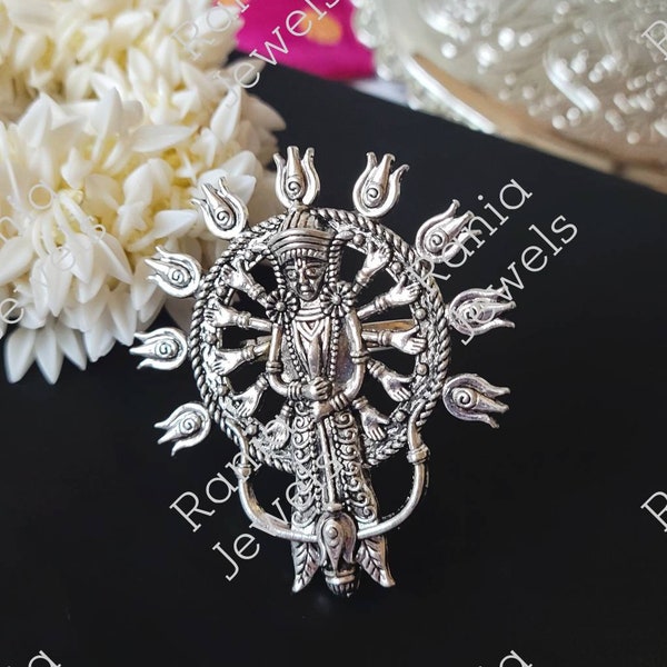 Oxidized adjustable ring, Statement ring, Goddess durga, Navratri festival