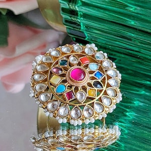 multicolor multistone adjustable finger ring