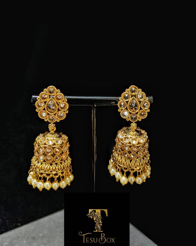 ShoppingHUB Get Closer Traditional Bollywood Goldplated Jhumki Drop Dangle Antique Earrings Jewlery