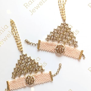 Harnais de main Polki Stone : bijoux de mariage uniques (paire)