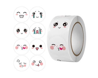 Funny Face Expression Round Stickers: Facial Emotion Expression Labels for School Classroom Teachers Students Children Toys Jars