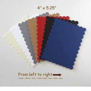 4&quot; x 5.25&quot; Scalloped Flat Note Cards - A2 Card Mats: 4&quot; x 5.25&quot; in Single Neutral or Soft Colors Blank Card inserts - set of 20 or 40 Cards