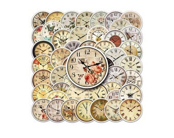 Vinyl Clock Sticker: 50 Vintage Clock CartoonVinyl Waterproof Stickers