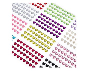 Heart Rhinestone Stickers: 12 Sheets 3D Gem Stickers in 12 Colors for DIY Craft and Art Project