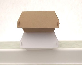 Hamburger Box in White or Kraft brown Heavy Cardstock: 3.5" x 3.5" x 1.75" Favor Treats Box - Set of 12