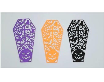 6 Halloween Coffin RIP Tag Die Cuts: Cardstock Halloween Tag with RIP Design for DIY Scrapbooking Party Decoration