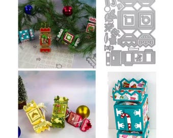 Metal Cutting Die: Large Cracker Gift Bag with Mats, Deco Dies for Winter Holidays New Year Christmas