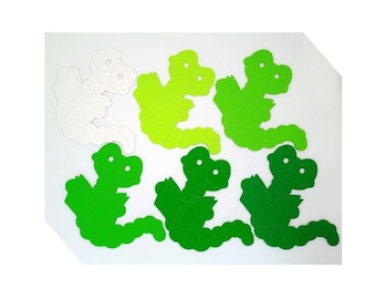 12 figuras troqueladas grandes de gusanos de biblioteca: figuras troqueladas de gusanos de biblioteca en cartulina blanca y verde para tarjetas de notas, decoración de fiestas, tablones de anuncios y marcapáginas.