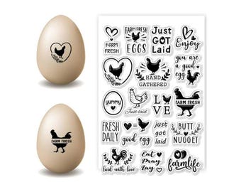 Clear Stamp Set: Farm Fresh Chicken Egg Rooster Stamps for DIY Cards Party