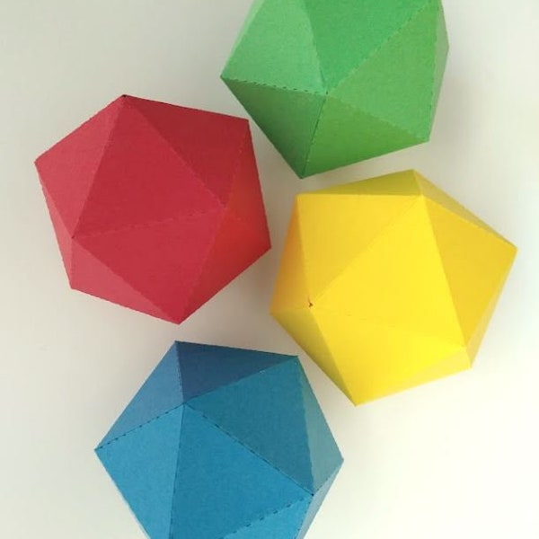 Geometric 3D - Icosahedron Box: 4" x 4" x 4" Polyhedron - Set of 12