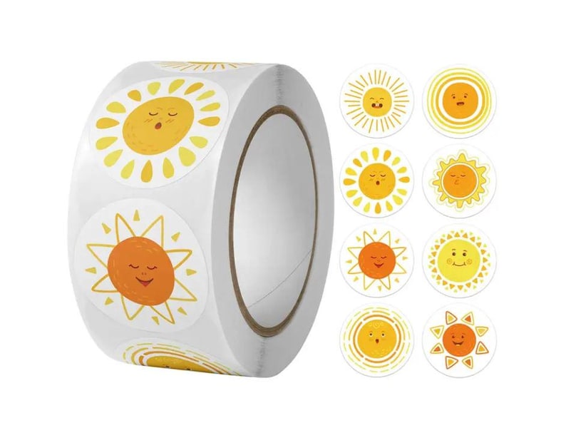 Retro Sun Stickers: Retro Artistic Vector Sun Facial Expression on ...