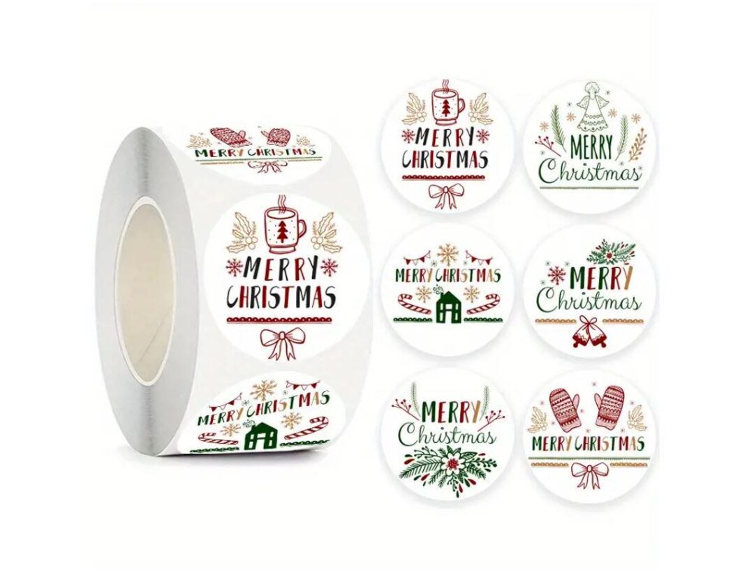 Christmas Stickers: Round 1 Inch Sticker Seal Labels for Christmas ...