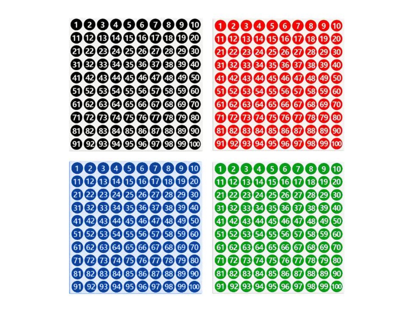 Number 1 to 100 Sticker Labels (tiny): 10mm (0.39") Round 100-numbers ...