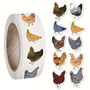 Hen Irregular Sticker Labels: Cute Farm Cartoon Hen - Waterproof, Self Adhesive, Durable - Decorating Notebooks, Water Bottles, Phone Cases