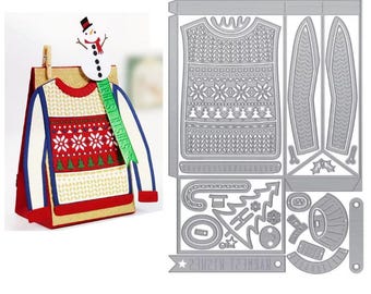 Metal Cutting Die: Large Sweater Gift Bag with Mats, Deco Dies for Winter Holidays New Year Christmas