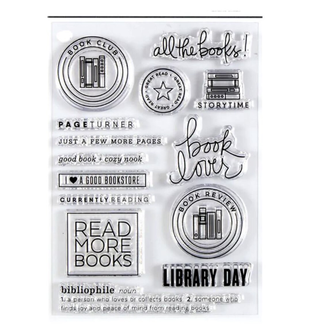 Clear Stamp Sets: Read More Books Stamps - Cute Reading Book Library ...