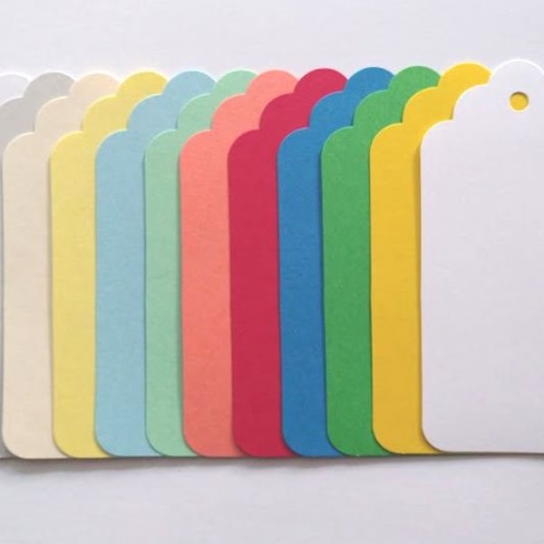 Large Tags in 2 Styles and in Colors Options: 2.25 Inches x 4.5 Inches - in sets of 40 or 80