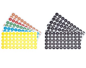Number 1 to 50 Sticker Labels (Tiny): 10mm (0.39") Round 50-Numbers Coding Label Stickers for Jars Boxes Folders Storage Classroom Office