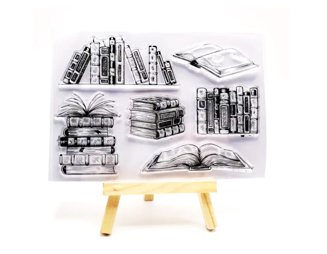 Clear Stamp Set: Library Bookshelf Books Stamps for Scrapbooking ...