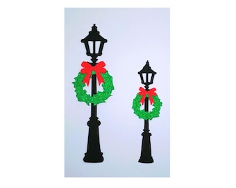 8 Sets Christmas Die Cuts: Holiday Post Wreath Bow Cardstock for Party Table Decoration, Album, Greeting Cards