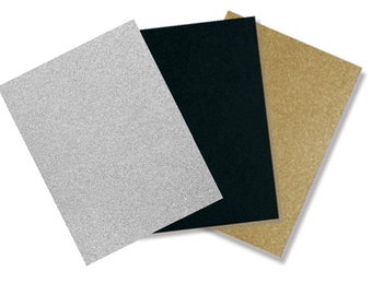 A4 Glitter Heavy Cardstock: 10 Sheets per Pack - Silver Glitter - Black Glitter - Gold Glitter - 250 gsm