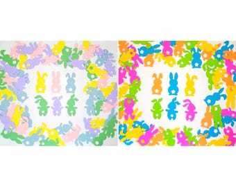 60 Easter Bunny Die Cuts: Dancing Bunny Rabbit Cardstock Die Cuts for Spring Easter Children - Scrapbooking Party Decoration Confetti