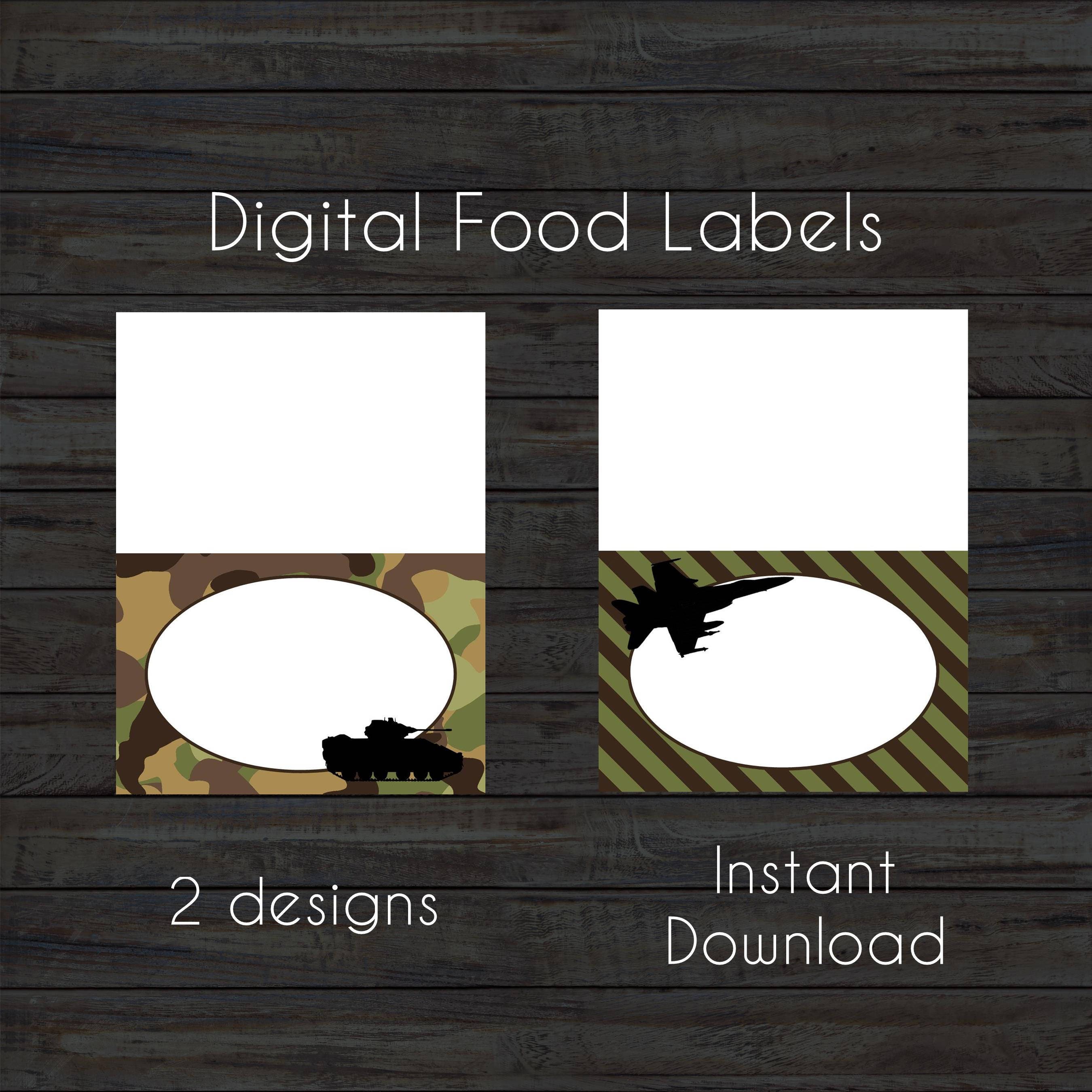 Army Food Labels Camouflage Food Labels Digital Food Labels | Etsy