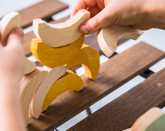 Wooden balance game, Montesori toy: puzzle Banana. 25 pcs