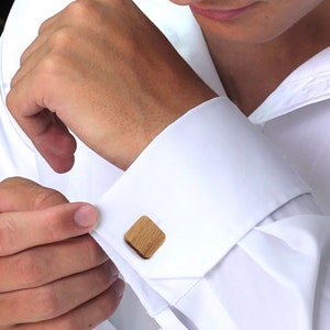 Elegant wooden cufflinks. Wood: reclaimed oak