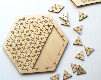 Wooden brainteaser for adults - number triangle puzzle