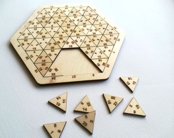 Wooden brainteaser for adults - number triangle puzzle