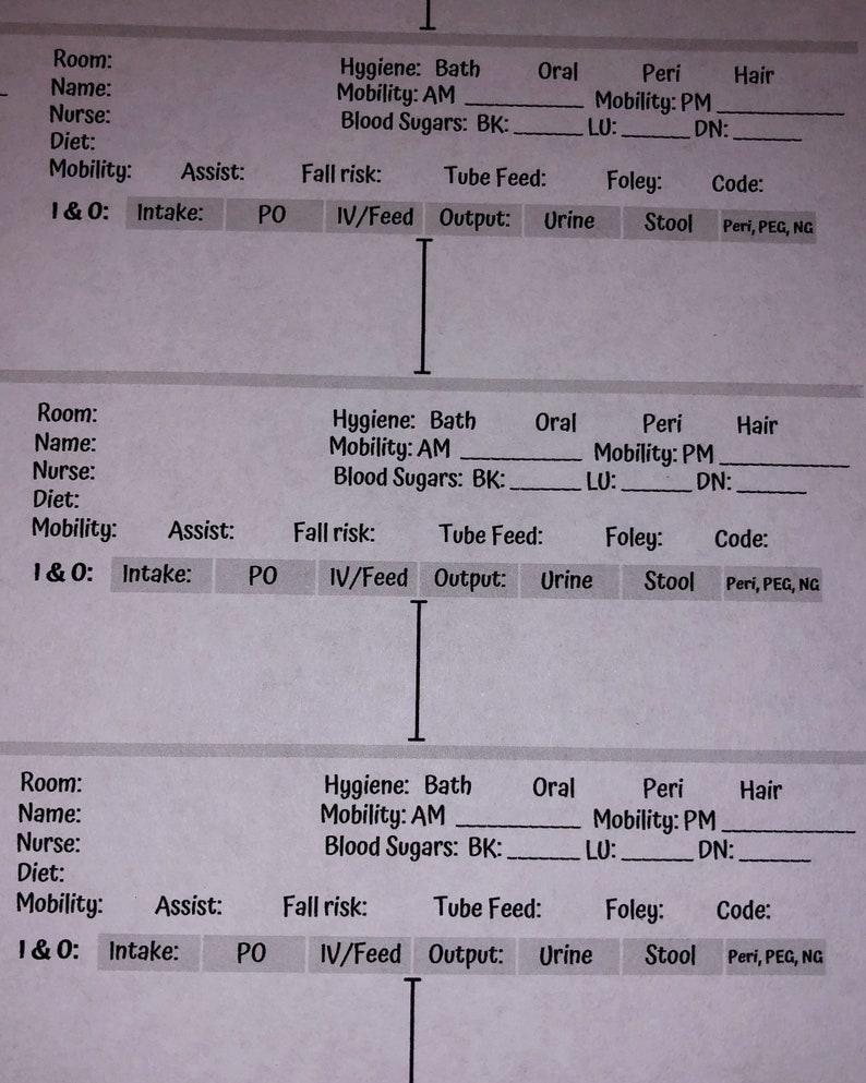 CNA Brain Sheet Report Organizer For Nurse Assistant Tech | Etsy