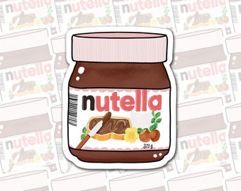 Nutella Vinyl Sticker 2.2", Glossy laminated Vinyl Food Sticker, Chocolate Spread, Die Cut, laptop sticker(U.S Duty Free!)
