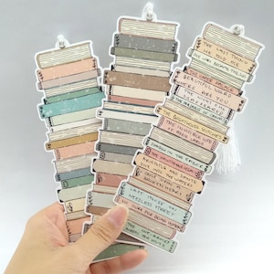 Bookmark Book Tracker, Book Stack, Double Sided, High Quality, Thick Sturdy Cardstock, gift, book club