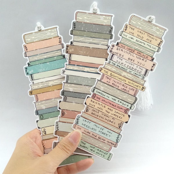 Lesezeichen, Book Tracker, Bücherstapel, doppelseitig, hohe Qualität, dicker stabiler Karton, Geschenk, Buchclub (U.S. Customs!)