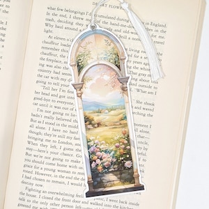 Victorian Arch Window Bookmark, Floral, Tassel included, Thick High Quality, Book club