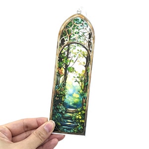 Into the Enchanted Woods Arch Doorway Bookmark, Tassel included, Thick High Quality Bookmark, Book club