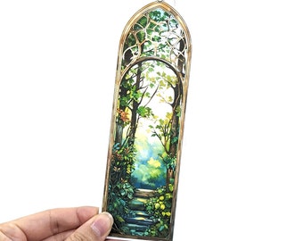 Into the Enchanted Woods Arch Doorway Bookmark, Tassel included, Thick High Quality Bookmark, Book club