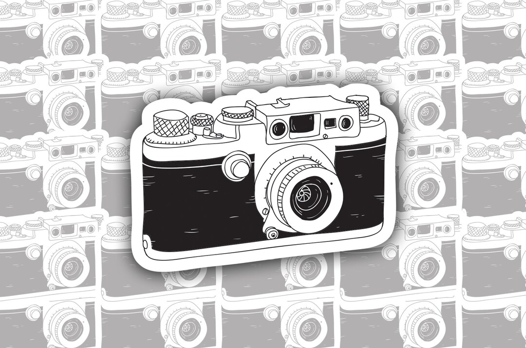 Retro Camera Detailed Sticker Vintage Retro Camera, Glossy Laminated Vinyl Sticker, 3