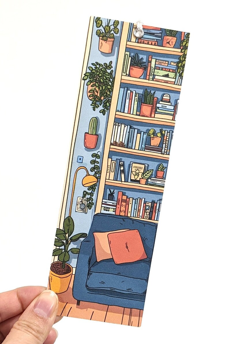 Cozy Aesthetic Booknook Bookmark Tracker, 25 Books to fill in, Handmade, High Quality thick, Gift for Booklover (U.S Duty Free!) imagem 5