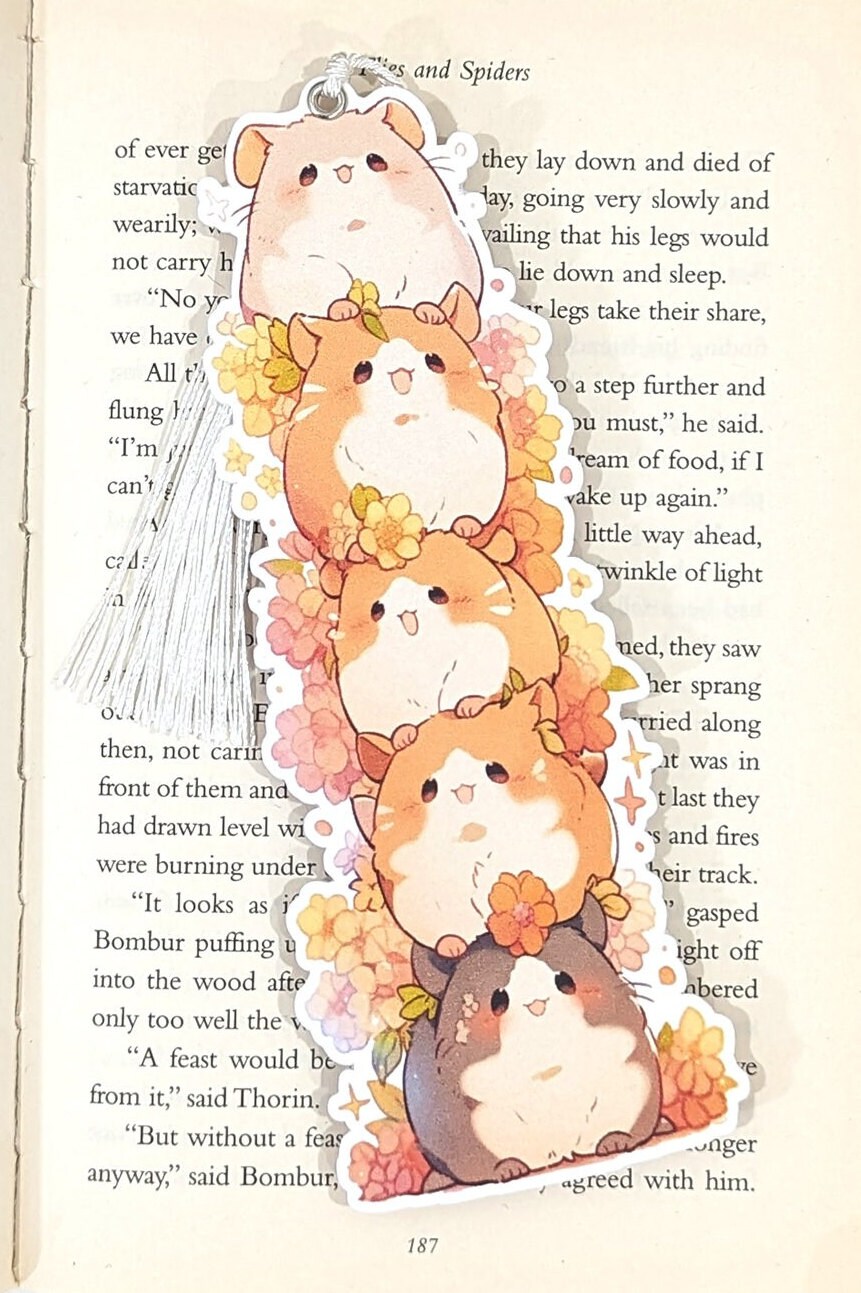 Hamster Stack Adorable Hamster Stack With Floral Bookmark - Pet Lover's Gift , Double ...
