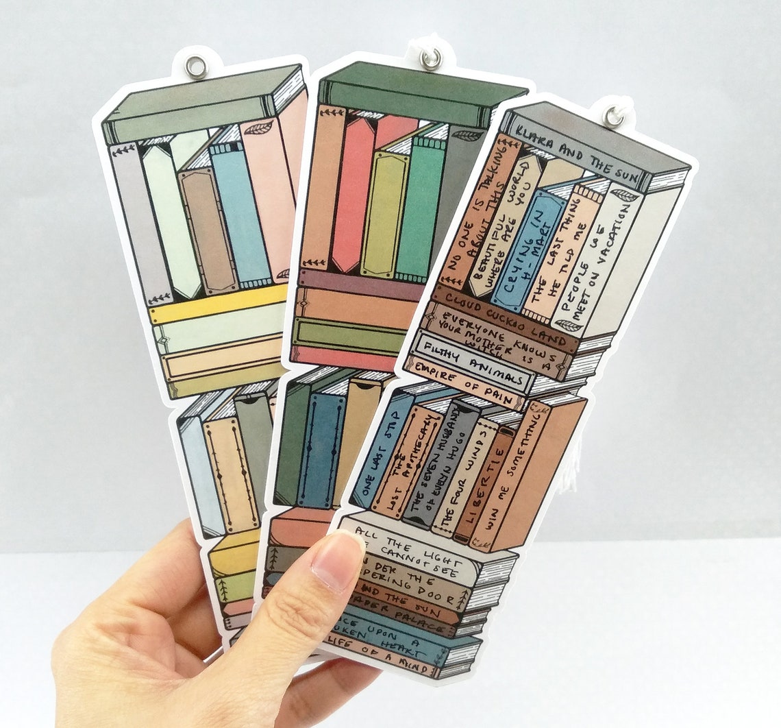 Bookmark Book Tracker Book Stack Double Sided 44 Books to - Etsy