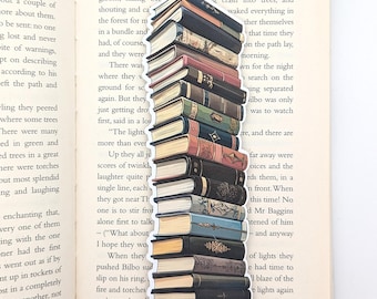 Dark Academia Bookmark | Aesthetic Book Stack Design | Double Sided | Thick and Sturdy | Bookish Gift | No Tassel (U.S Duty Free!)