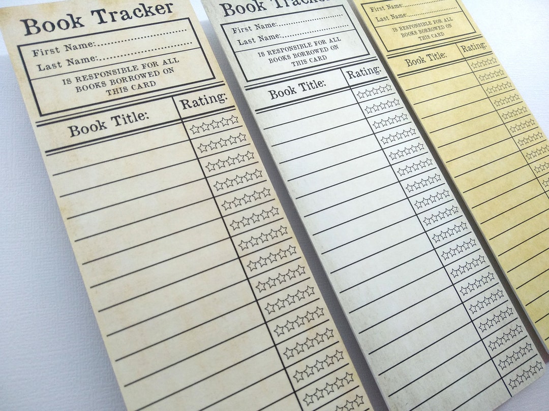 Library Book Card Book Mark Tracker, Star Rating, Vintage Look, Thick ...
