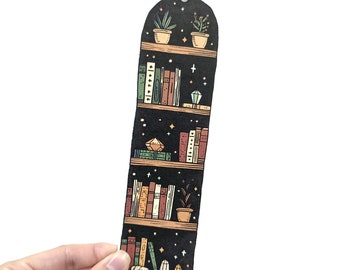 Marcapáginas de cristal con forma de arco oscuro para estantería, incluye borla, marcapáginas de doble cara, marcapáginas grueso de alta calidad, club de lectura.