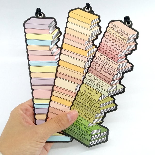 New Colors Bestselling Bookmark Tracker, Bookstack, Double Sided, 42 Books to Fill in, High Quality, Thick sturdy, Unique gift, Book club