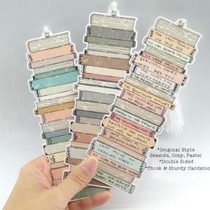 Marcapáginas para libros, para apilar libros, doble cara, de alta calidad, cartulina gruesa y resistente, ideal para regalar o para clubes de lectura. SeasideCozyPastelOG