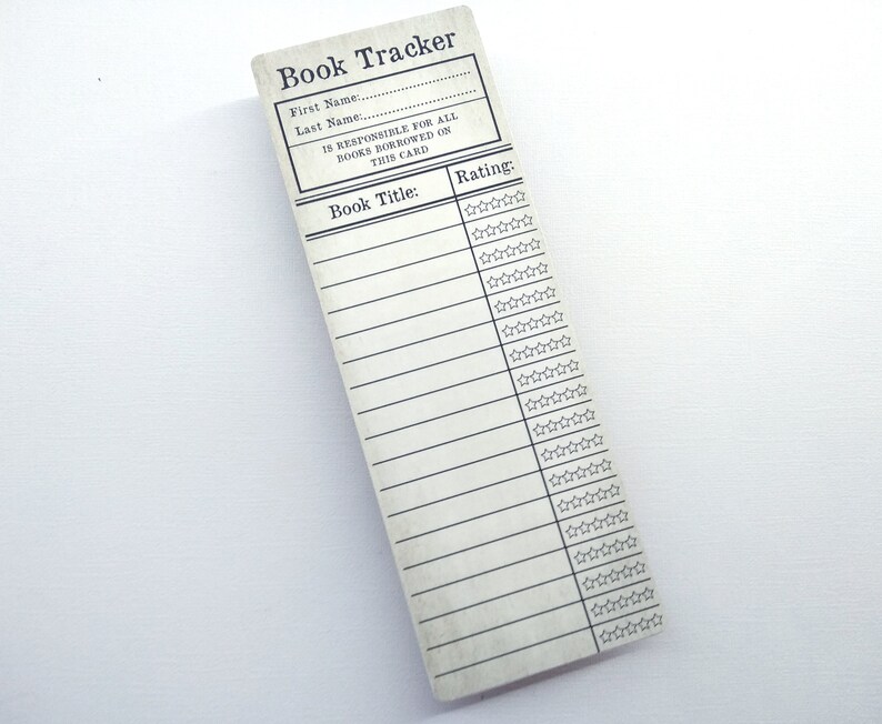Library Books Library Tracking Card Library Book Card Book Mark Tracker, Star Rating, Vintage Look, Thick ...